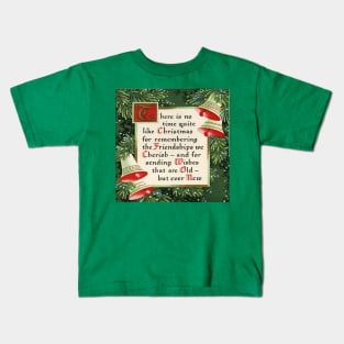 1980s Nostalgic Christmas pine wreath friendship Kids T-Shirt